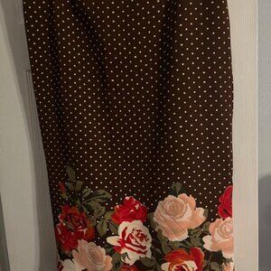 Floral-Polka -dot brown skirt